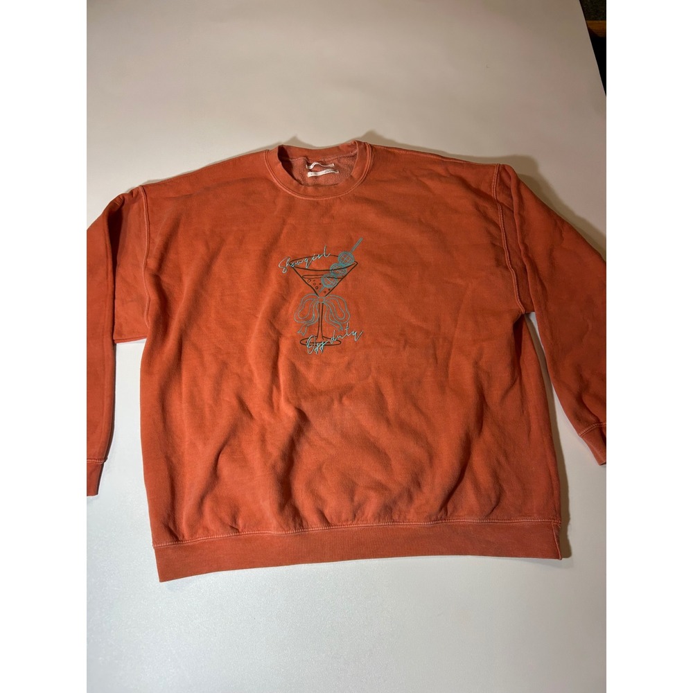Anthropologie Sweatshirt Women's Large Orange Showgirl Off Duty Graphic Crewneck